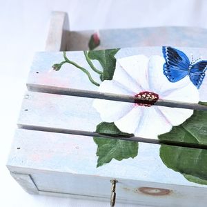 Handpainted, Floral Hanging Mail/Key Organizer.